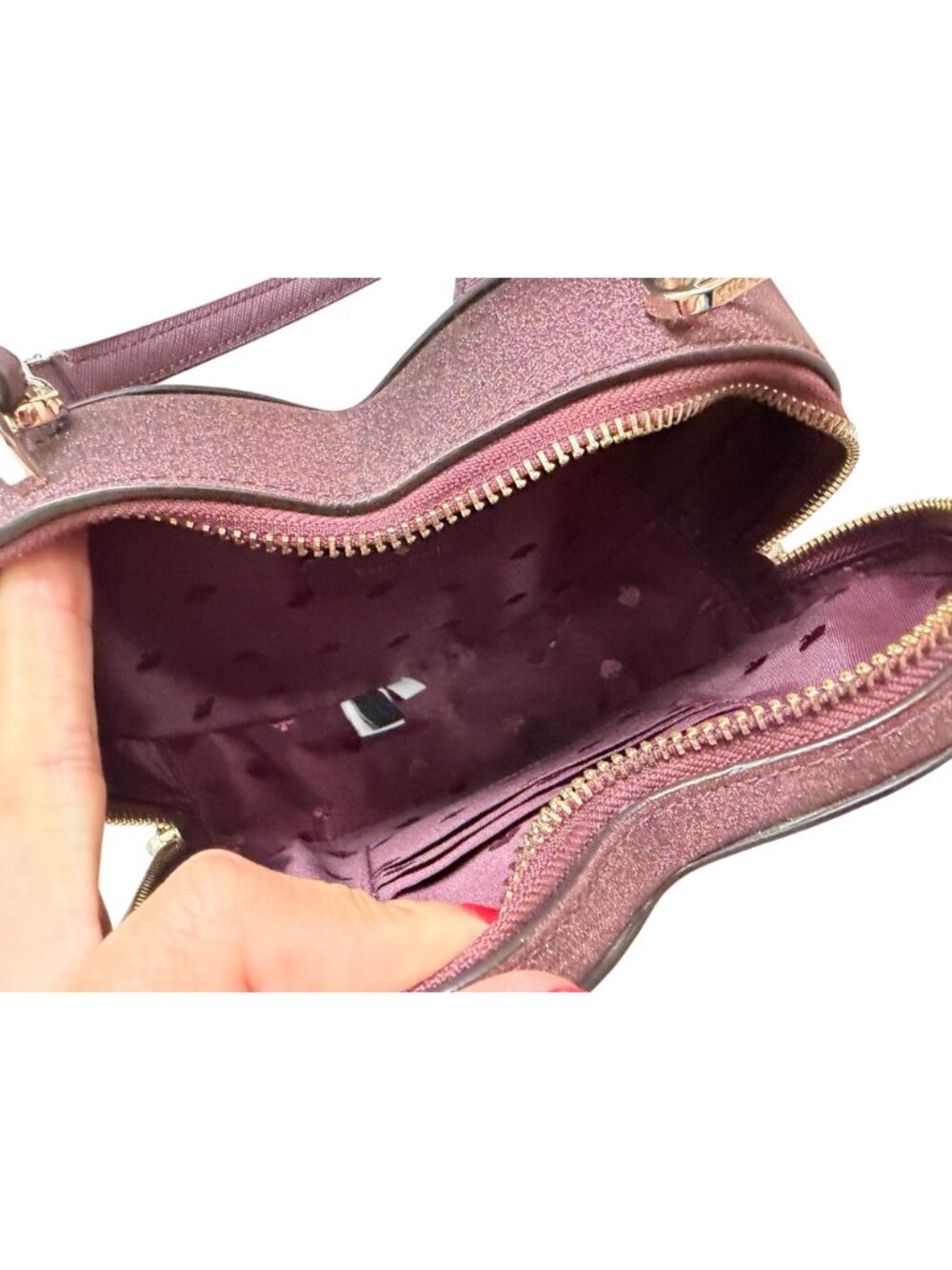 KATE SPADE Burgundy Glitter Love Shack Heart Crossbody Bag - Picture 4 of 14